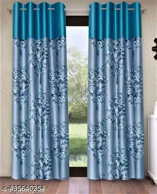 Home Tex presents new mono patch 7ft polyster curtain pack of 2 (aqua)
